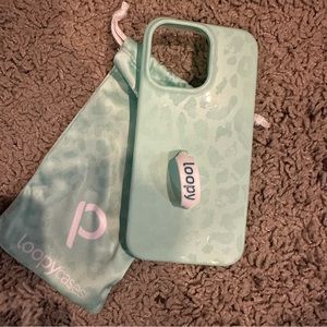 Loopy case for iPhone 14 Pro Max in Mint Leopard.